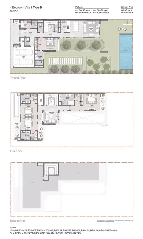 Plattegrond van 4 slaapkamers in Sobha Siniya Island