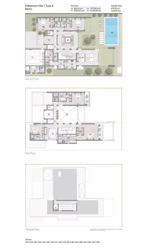Plattegrond van 5 slaapkamers in Sobha Siniya Island