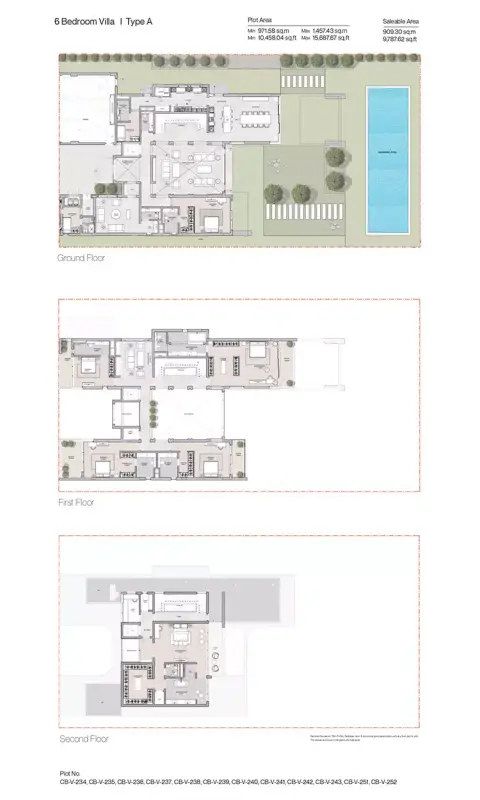Plattegrond van 6 slaapkamers in Sobha Siniya Island