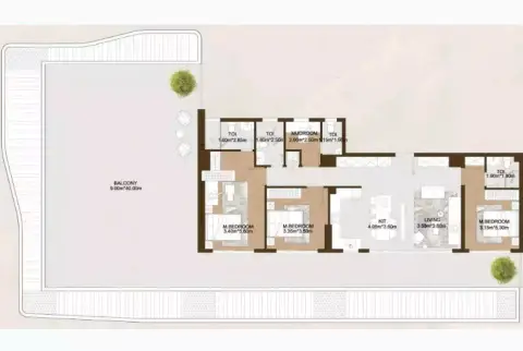Plattegrond van 3 slaapkamers in Sports View Residence Phase 2 by Al Helal Al Zahaby