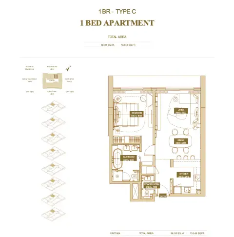 Plattegrond van 1 slaapkamer in Sofitel Residences By Azha