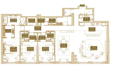 Plattegrond van 3 slaapkamers in Sofitel Residences By Azha