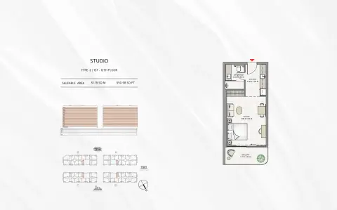 Plattegrond van Studio in Azha Park Residences