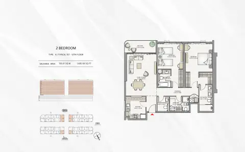 Plattegrond van 2 slaapkamers in Azha Park Residences