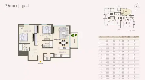 Plattegrond van 2 slaapkamers in Nexara Tower