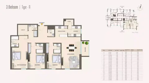 Plattegrond van 3 slaapkamers in Nexara Tower
