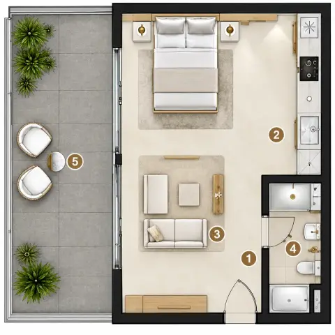 Plattegrond van Studio in Lenjavi Diamond