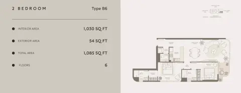 Plattegrond van 2 slaapkamers in Symphony By Chaimaa