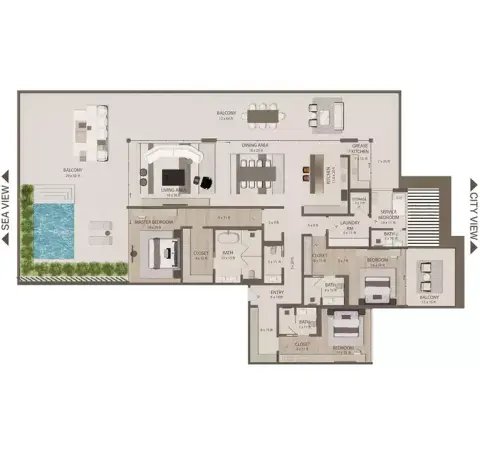 Plattegrond van 3 slaapkamers in Omoria Resort Residences