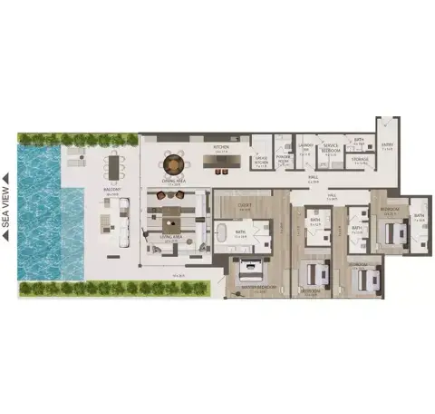 Plattegrond van 4 slaapkamers in Omoria Resort Residences