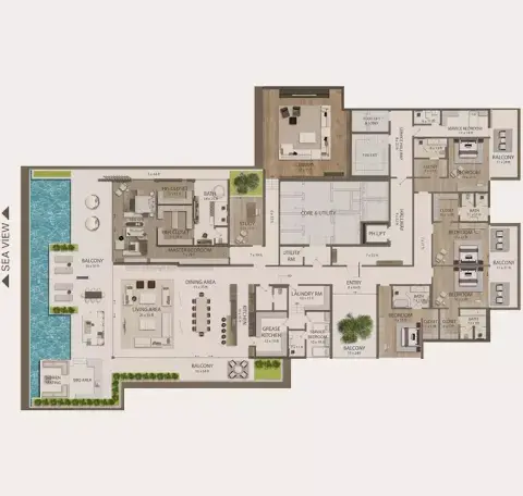 Plattegrond van 5 slaapkamers in Omoria Resort Residences