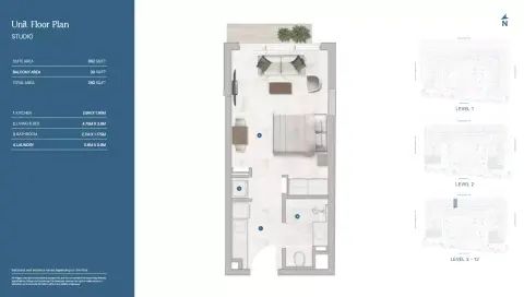 Plattegrond van Studio in Sola Residences