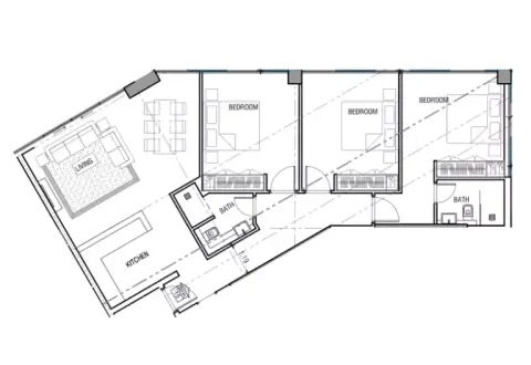 Plattegrond van 3 slaapkamers in Trinity Arjan