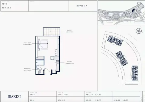 Plattegrond van Studio in Azizi Riviera Reve