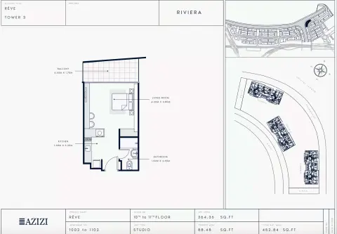 Plattegrond van Studio in Azizi Riviera Reve