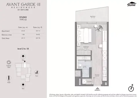 Plattegrond van Studio in Avant Garde Residences Phase 2 by Skyline Builders