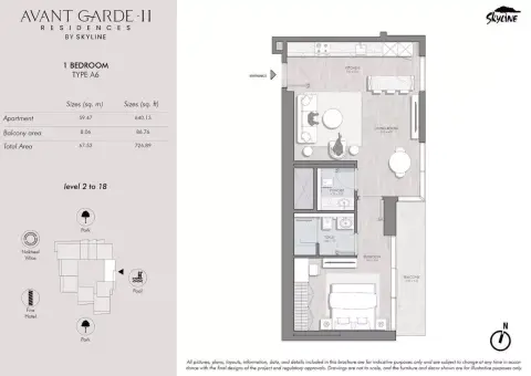 Plattegrond van 1 slaapkamer in Avant Garde Residences Phase 2 by Skyline Builders