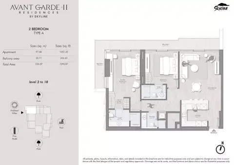 Plattegrond van 2 slaapkamers in Avant Garde Residences Phase 2 by Skyline Builders