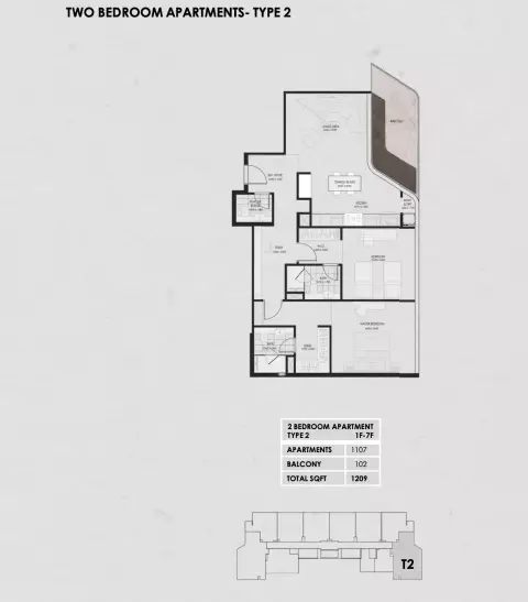 Plattegrond van 2 slaapkamers in Wadi 645
