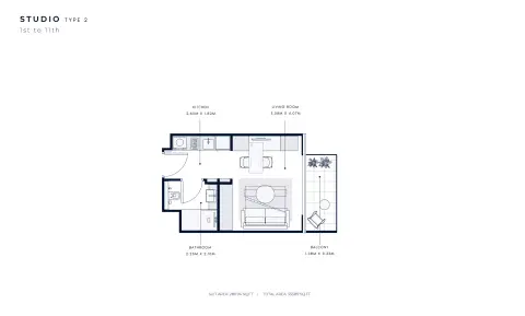 Plattegrond van Studio in Azizi Venice 2