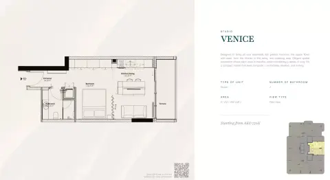 Plattegrond van Studio in Livel Residenza