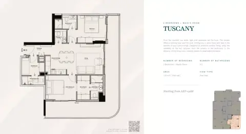 Plattegrond van 2 slaapkamers in Livel Residenza