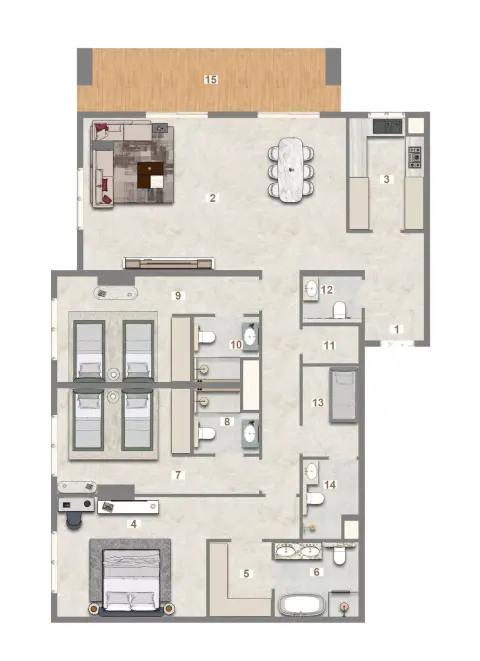 Plattegrond van 3 slaapkamers in Avenue Residence Phase 7 By Nabni
