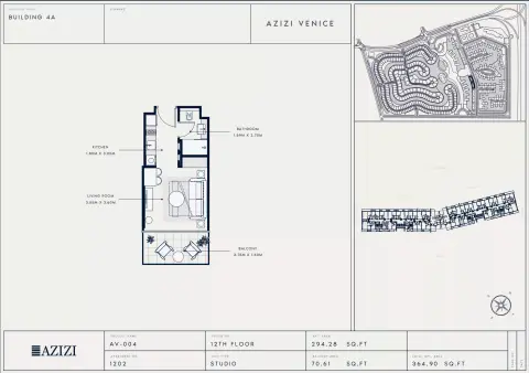 Plattegrond van Studio in Azizi Venice 4