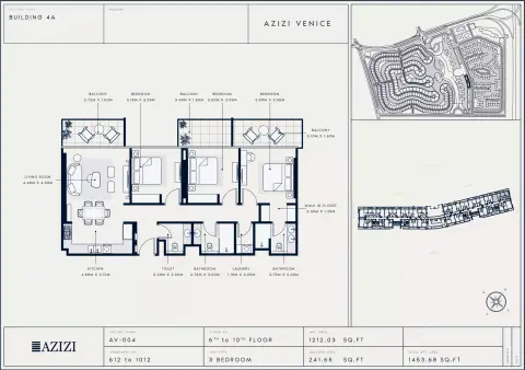 Plattegrond van 3 slaapkamers in Azizi Venice 4