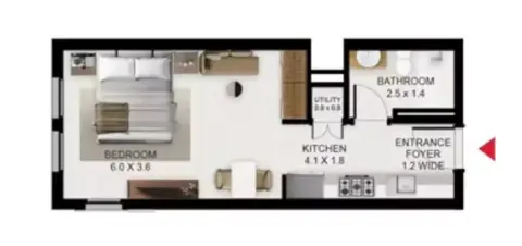 Plattegrond van Studio in South Garden C