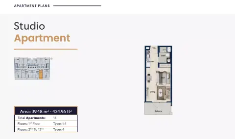 Plattegrond van Studio in Samha Residence 2