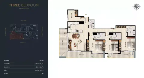 Plattegrond van 3 slaapkamers in Kingdom Gate