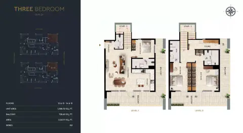 Plattegrond van 3 slaapkamers in Kingdom Gate