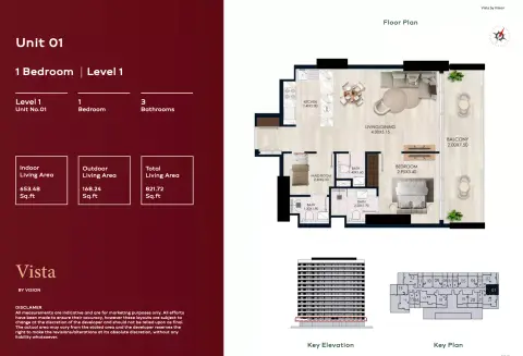 Plattegrond van 1 slaapkamer in Vista by Vision