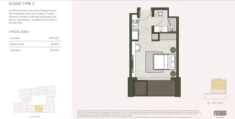 Plattegrond van Studio in Aria Heights