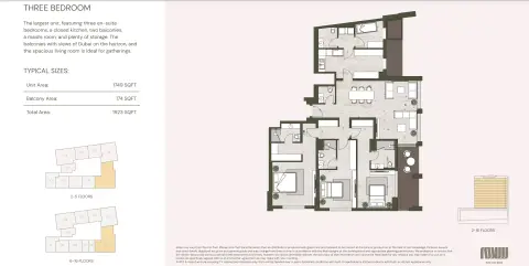 Plattegrond van 3 slaapkamers in Aria Heights