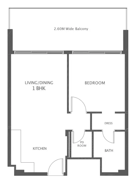 Plattegrond van 1 slaapkamer in Al Haseen Residences Phase 5