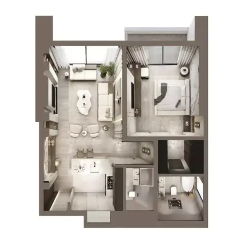 Plattegrond van 1 slaapkamer in Greygate Residences