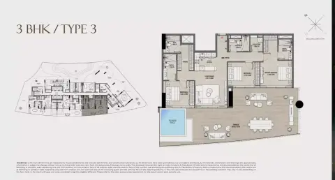 Plattegrond van 3 slaapkamers in Rabdan Gate