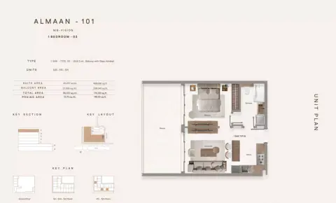 Plattegrond van 1 slaapkamer in Almaan 101