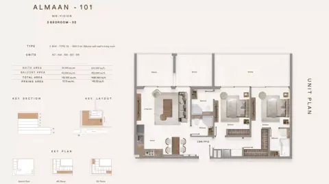 Plattegrond van 2 slaapkamers in Almaan 101