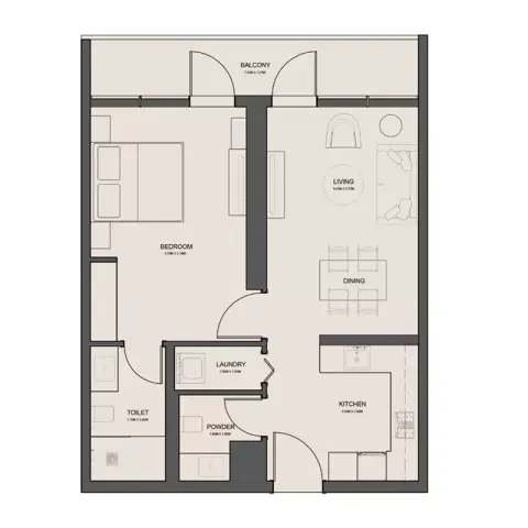 Plattegrond van 1 slaapkamer in Rivo by Grovy