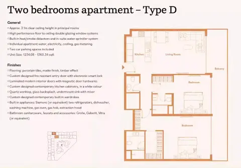 Plattegrond van 2 slaapkamers in Luma Park Views