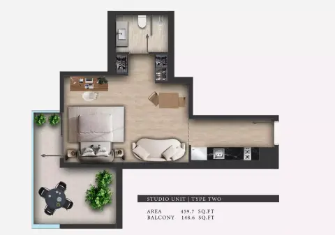 Plattegrond van Studio in 311 Boulevard