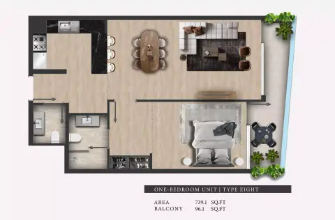 Plattegrond van 1 slaapkamer in 311 Boulevard