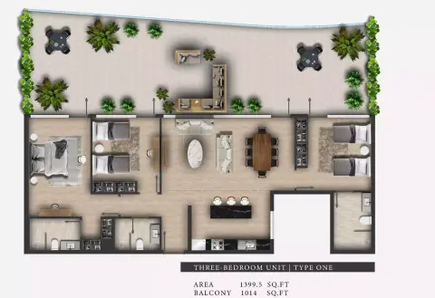 Plattegrond van 3 slaapkamers in 311 Boulevard