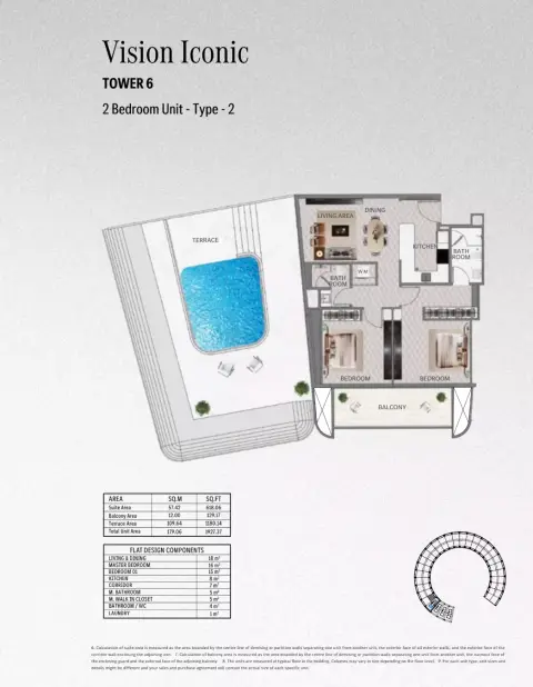 Plattegrond van 2 slaapkamers in Mercedes Benz Places | Binghatti City