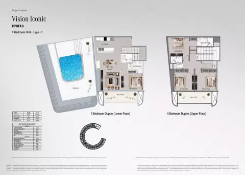 Plattegrond van 4 slaapkamers in Mercedes Benz Places | Binghatti City