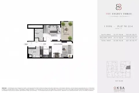 Plattegrond van 1 slaapkamer in The Eighty Three