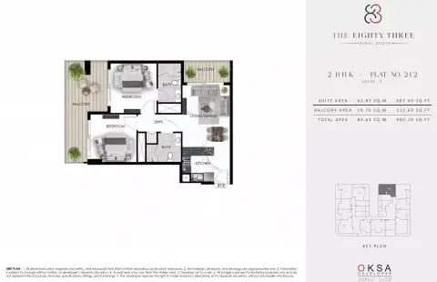 Plattegrond van 2 slaapkamers in The Eighty Three